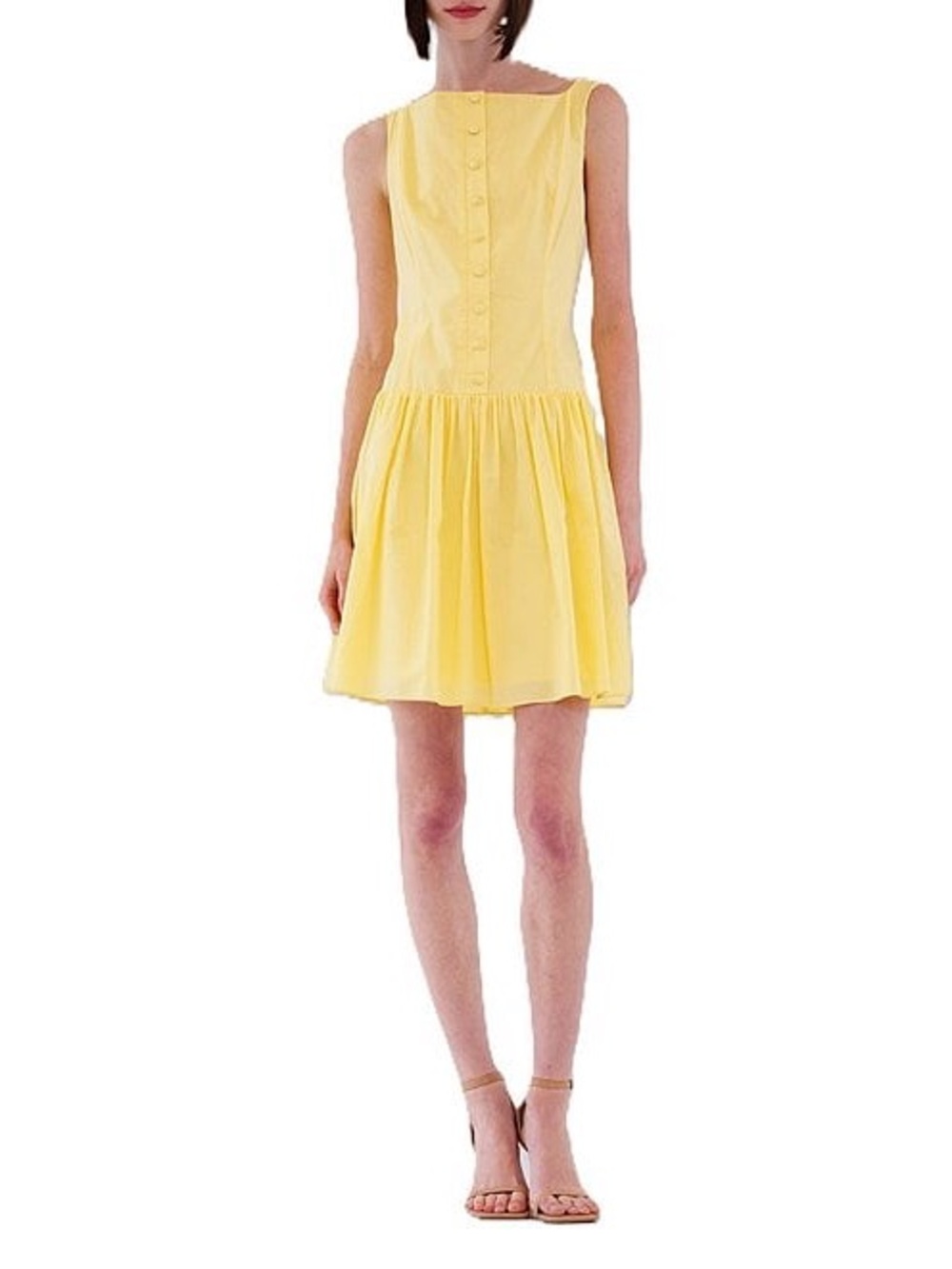 Drop Waist Cotton Poplin Mini Dress